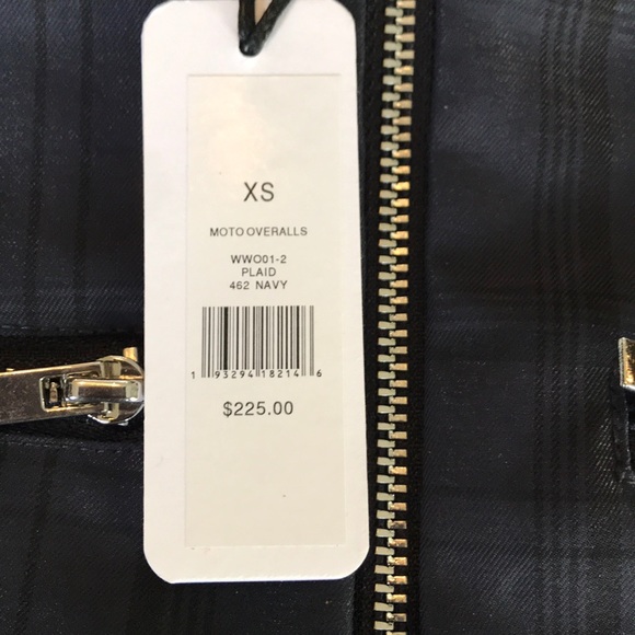 WeWoreWhat Moto Jumpsuit Navy Plaid NWT - Picture 9 of 10